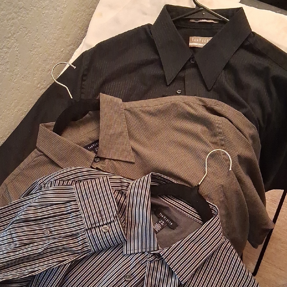 Van Heusen Black and Brown Dress Shirts